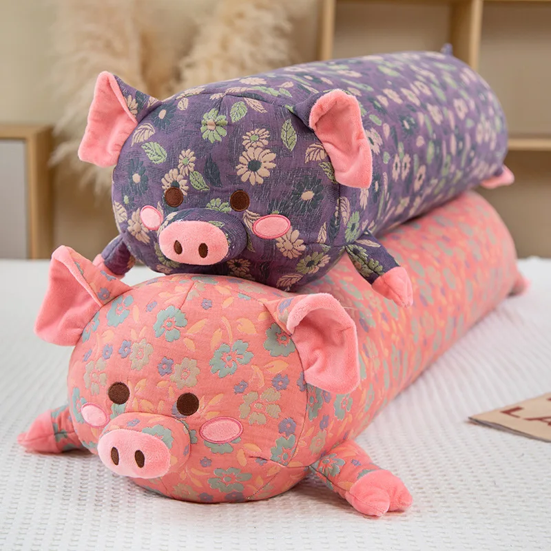 

110/130cm Cartoon Print Cloth Pig Plush Toys Long Pig Pillow Soft Cushion Classics Pig Doll New Year Gift For Kids