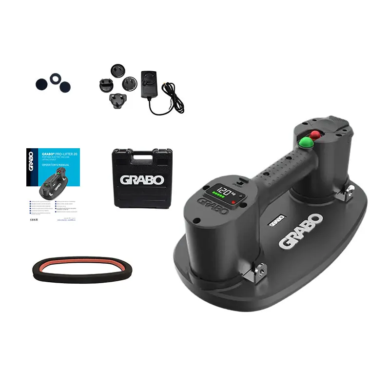 Grabo Pro-전기 타일 진공 흡입 컵, 콘크리트 슬래브 화강암 포장 재료 용, 자동 오프 펌프가 있는 타일링 설치 도구