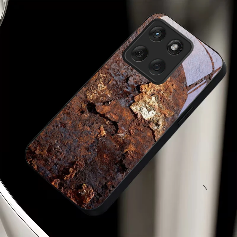 Rust Texture Black Glass Phone Case Cover