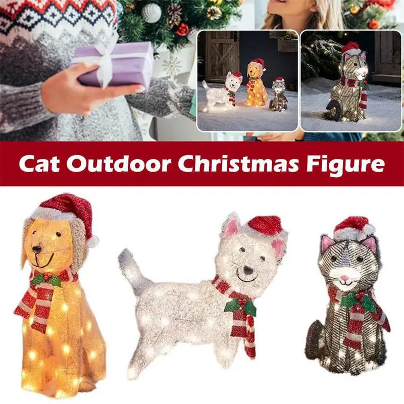 

Наружные рождественские ярдовые знаки, стандартные украшения для собак и кошек со стойкой, 2D Акриловые наземные стойки для сада, газона, праздничный Декор