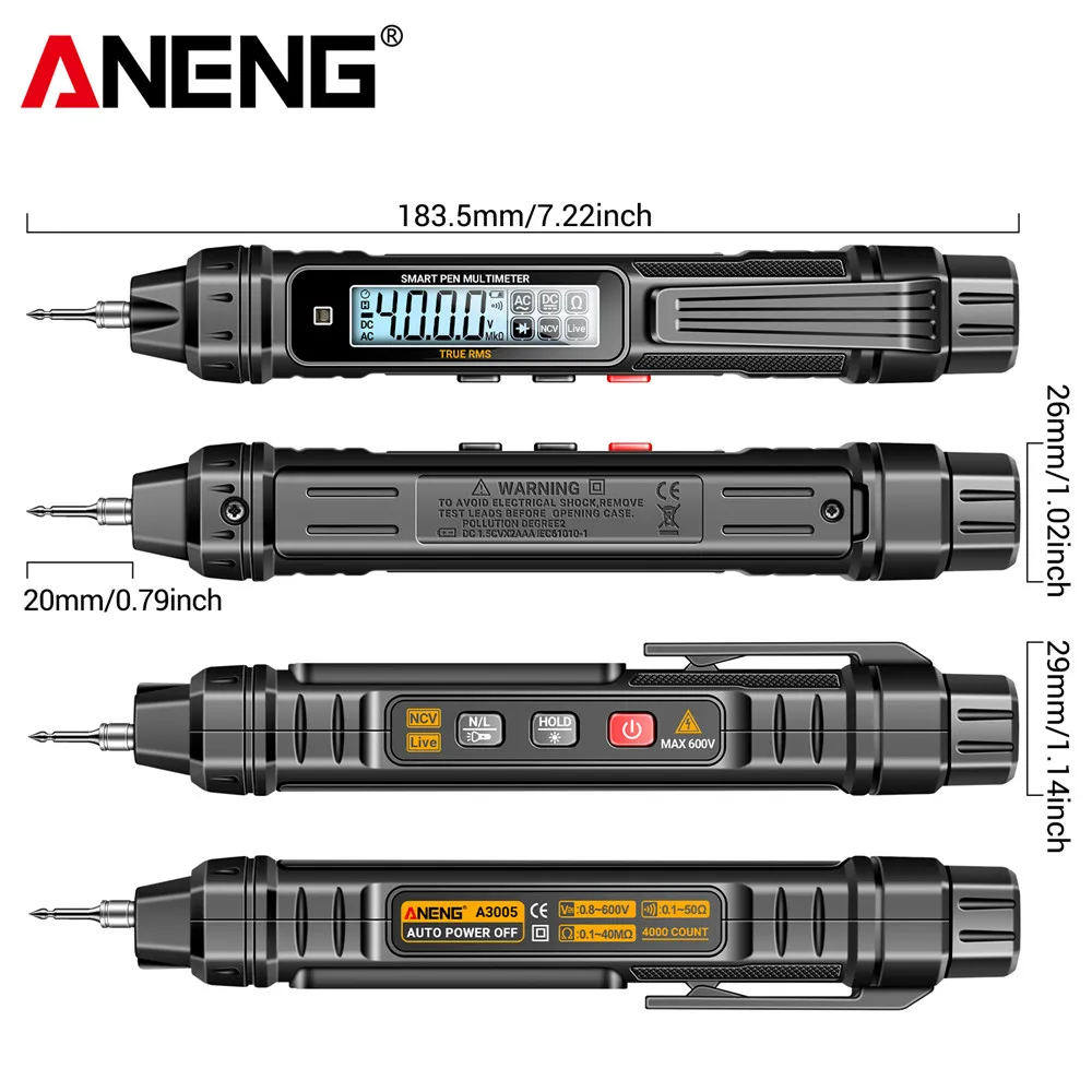 Digital Multimeter ANENG A3005 Pen Type 4000 Counts Professional Meter Non-Contact Auto AC/DC Voltage Ohm Diode Tester For Tool