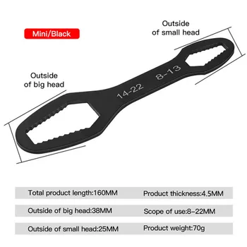 8–22mm Universal Torx Wrench – Self-Tightening Adjustable Double-Head Spanner for Glasses, Boards, Factory & Home Repair, Durable Hand Tools - 160mm 8-22mm