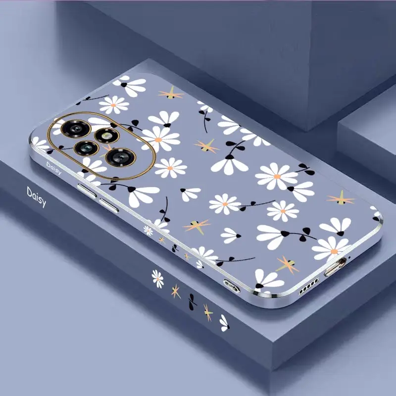 Elegant White Flower Plating Soft Back Phone Case