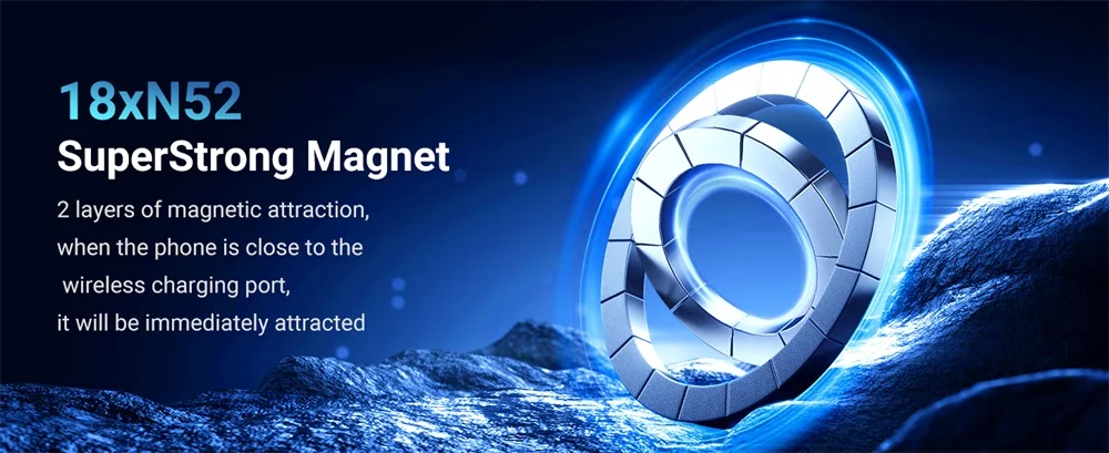 Universal Magnetic Car Phone Holder 15W Wireless Fast Charging Stand Stand Folda