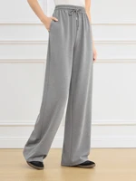 FSLE Office Lady High Waist Elastic Drawstring Draping Wide Leg Casual Pants for Women 2025 Spring New Pants 25FS11028