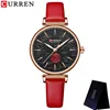 CURREN Women Watch Top Brand Luxury Female Waterproof Clock Red Genuine Leather Bracelet Fashion Flower Ladies Wristwatch 9078 5