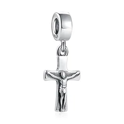 Elegant 925 Silver Jesus Cross Pendant Charm for Bracelets - Women's Gift Edition (B3028)