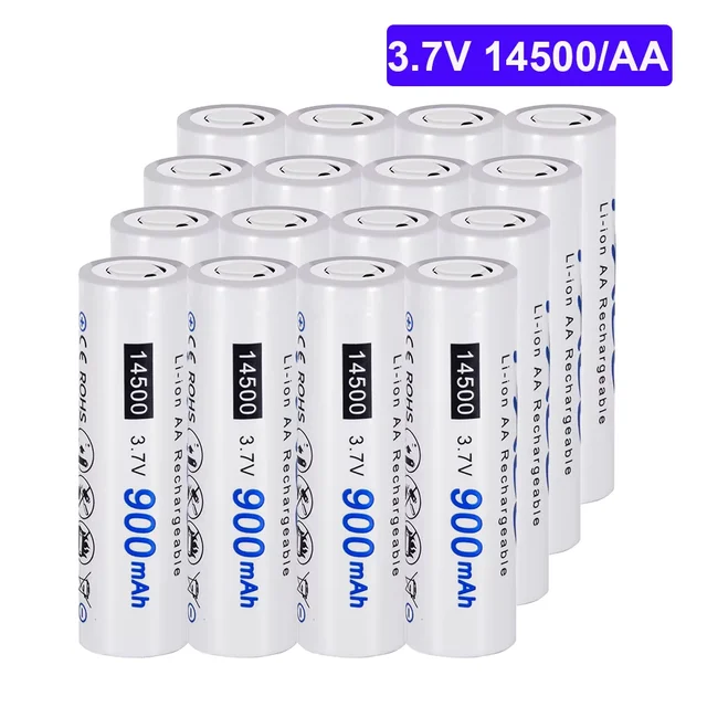 PALO 2-16pcs 14500 900mAh 3.7V Li-ion Rechargeable Batteries AA Battery Lithium Cell for Led Flashlight Headlamps Torch Mouse 1