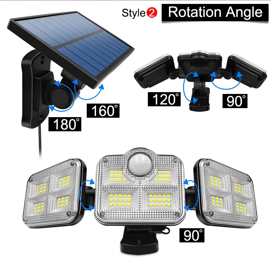 LED Solar Light Waterproof Solar Powered Outdoor Motion Sensor 122/333 LED Security Street Lamp Sconce Spotlights For Garden Decoratio