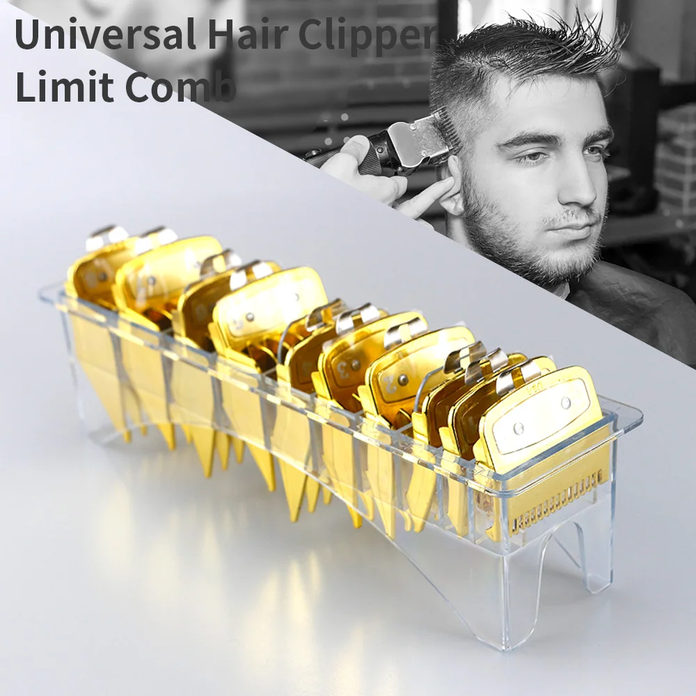 10 Pcs Gold Guide Comb Set Professional Barber Accessories Limit Combs Replaceable Salon Cutting Tools Hair Clipper Limit Comb fluffee pet hair comb with 0 8mm 1 0mm 1 5mm replaceable combs white