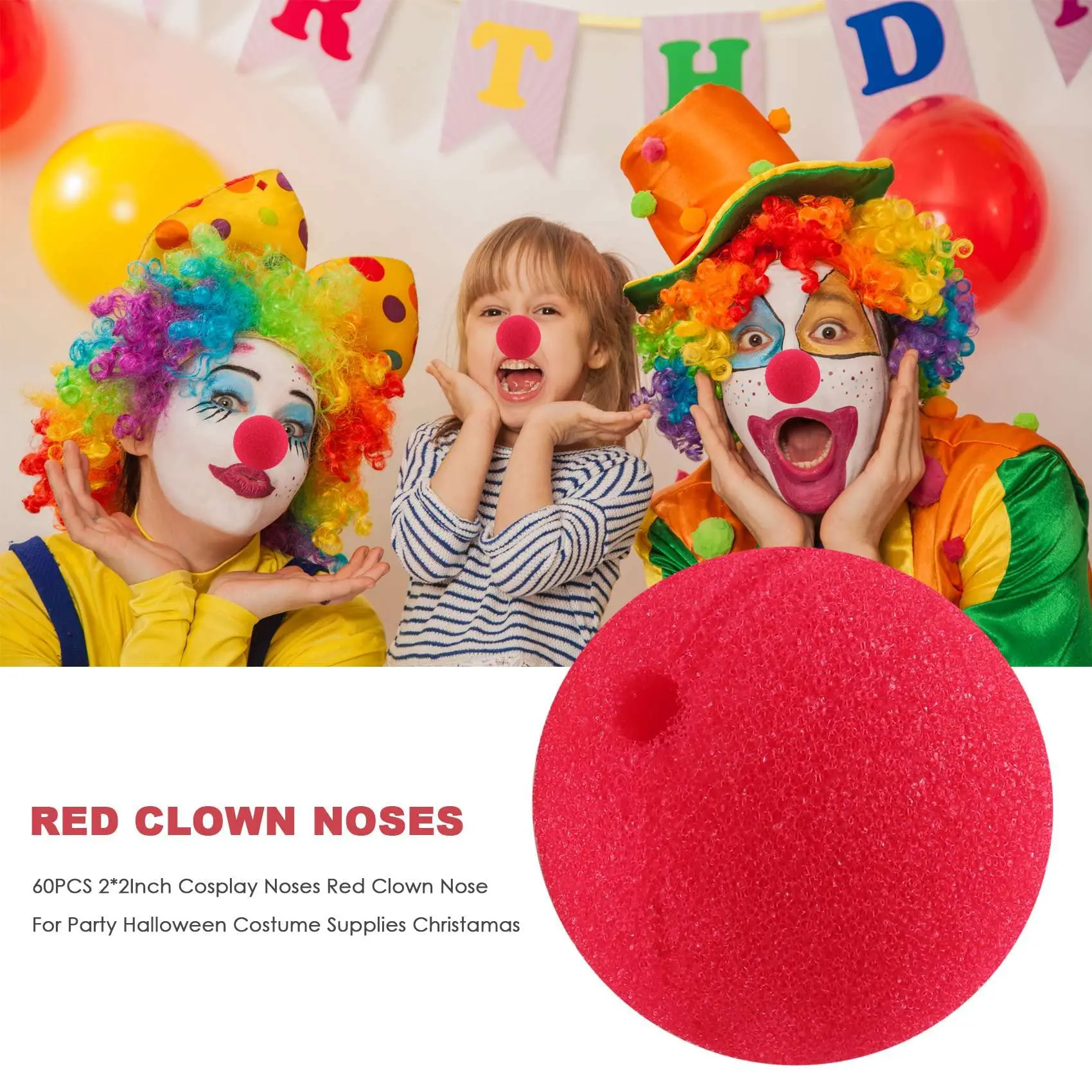 10–100 Stück rote Schwammbälle, Clown-Nase, Halloween, Karneval, Party, Clown, Zirkus, Requisite, Cosplay, Kostüm, Make-up-Dekoration für Kinder und Erwachsene – Detail 6