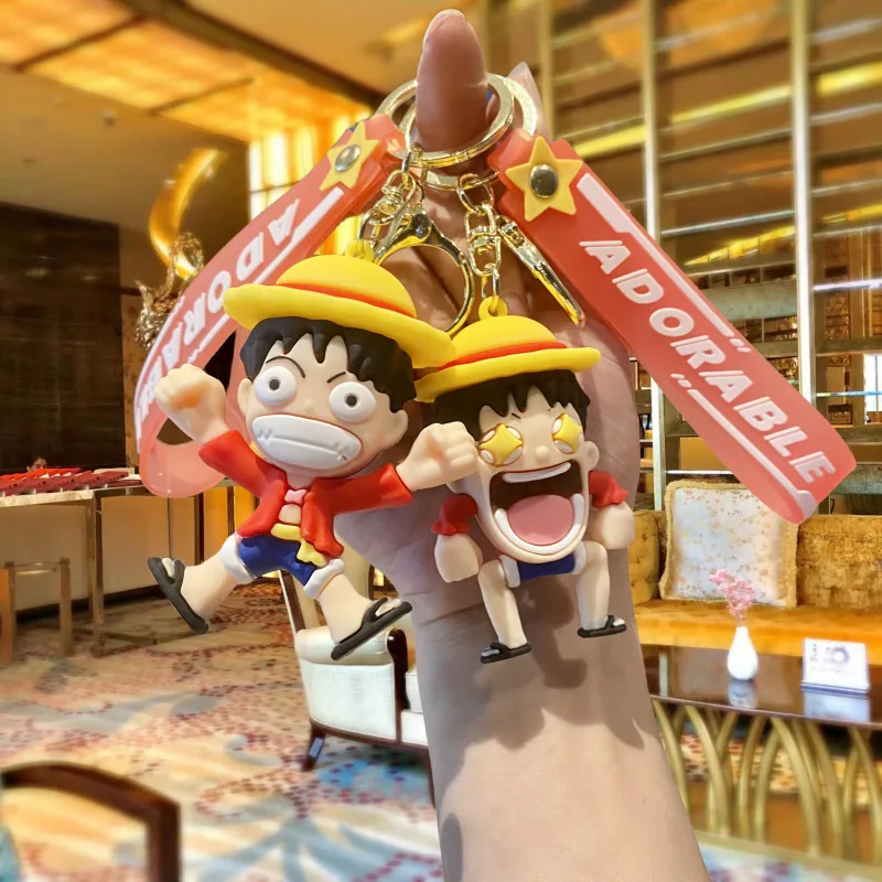 

Anime One Piece Luffy Cartoon Keychain Monkey D.luffy Car Key Ring School Bag Knapsack Pendant Kids Lovely Birthday Holiday Gift