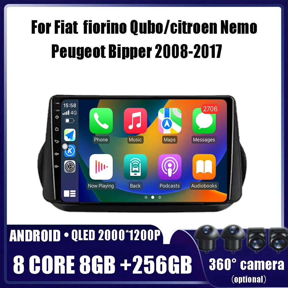 Android 13Per Fiat Fiorino Qubo/Citroen Nemo Peugeot Bipper2008 - 2017 Autoradio Stereo Lettore Video Di Navigazione Multimediale Gps