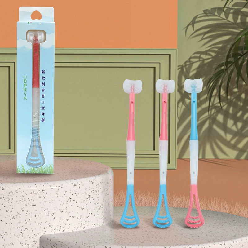 

1Pc 3D Stereo Three-Sided Toothbrush PBT Ultra Fine Soft Hair Toothbrushes Tongue Scraper Cleaning Oral Care Teeth Brush