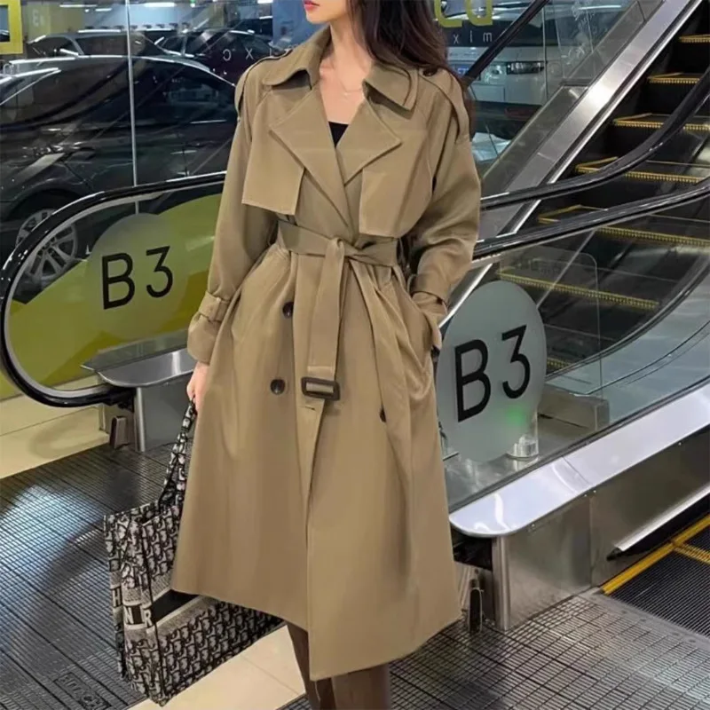 

Autumn and Winter Temperament Trench Coat Fashion Temperament Was Thin Mid-length Autumn and Winter Double-breasted Coat