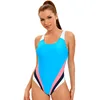 One Piece Women Swimwear Swimsuit Bathing Suit Patchwork Female Beachwear Bodysuit Backless Plus Size Sports 2024 New 4