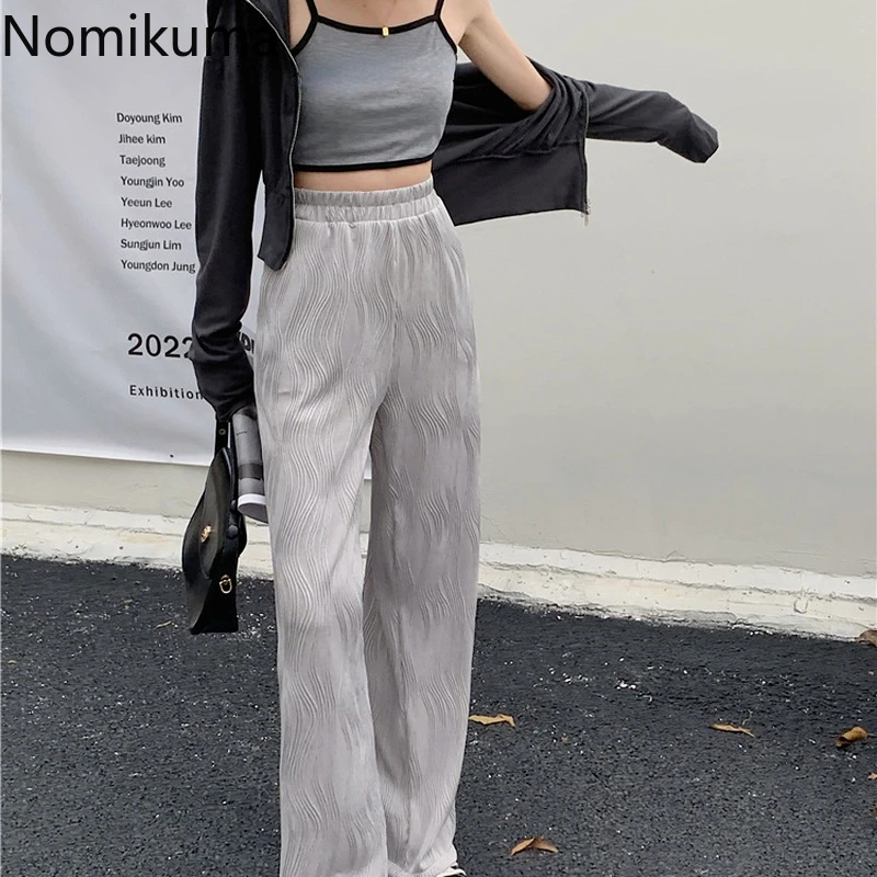 vuori joggers Nomikuma Pantalones De Mujer Spring Autumn Water Ripples High Waist Loose Pantalones Casual Korean Vintage Fashion Pants Women hot pants