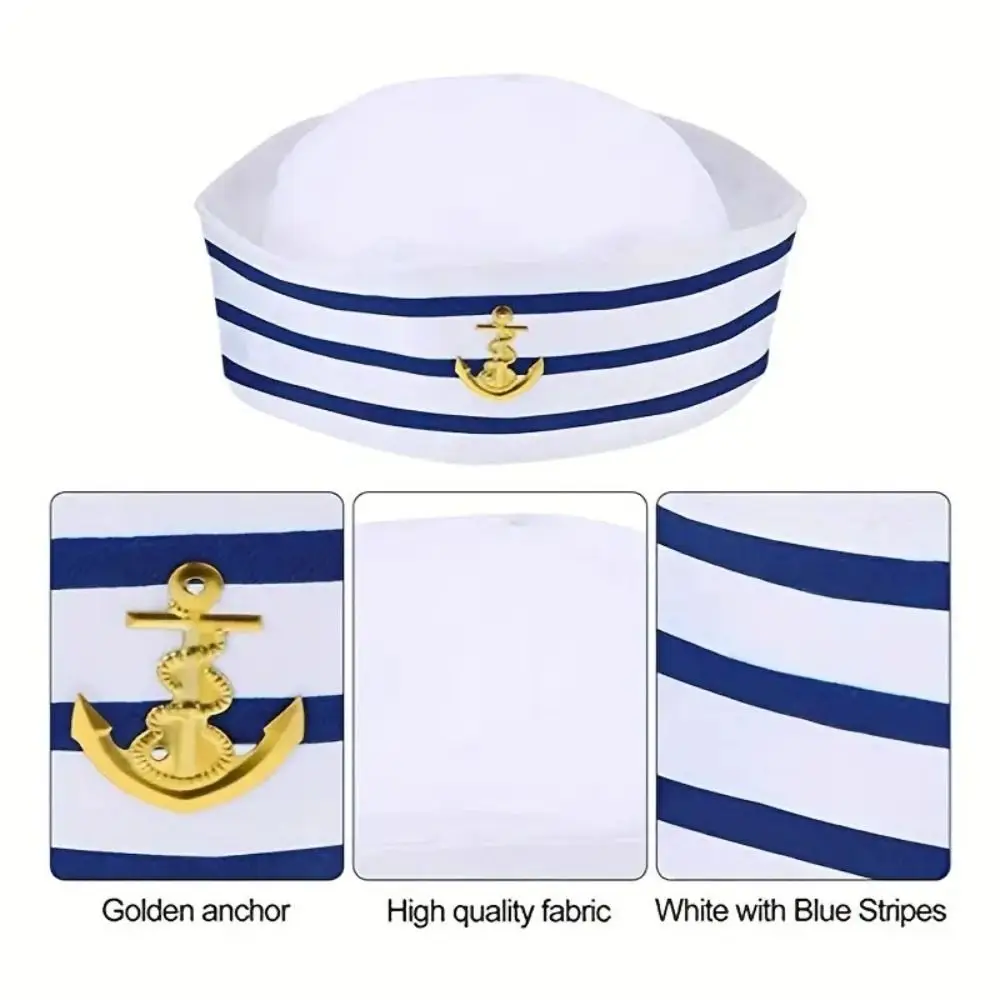 Boat Costume Yacht Captain Hat Navy Blue Comfortable Sailor Ship Cap Halloween Dressing Up Scarf Sailor Hat Party Hat