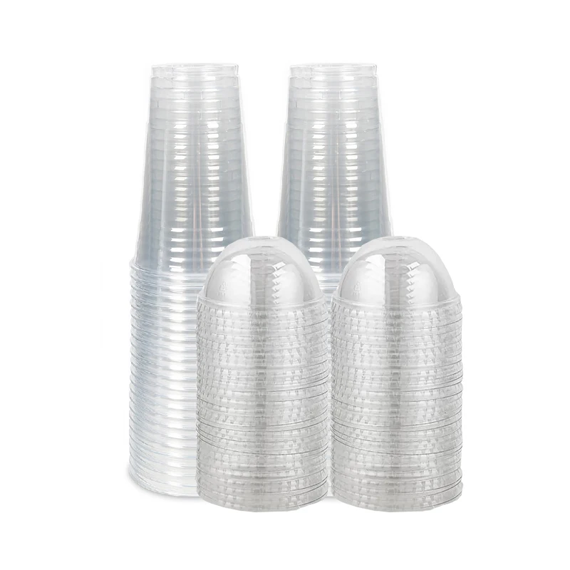 40/50pcs 400/500ml Disposable Transparent Plastic Cups Milk Tea Juice Cold Drink Smoothie Beverage Cups With Lids For Takeaway