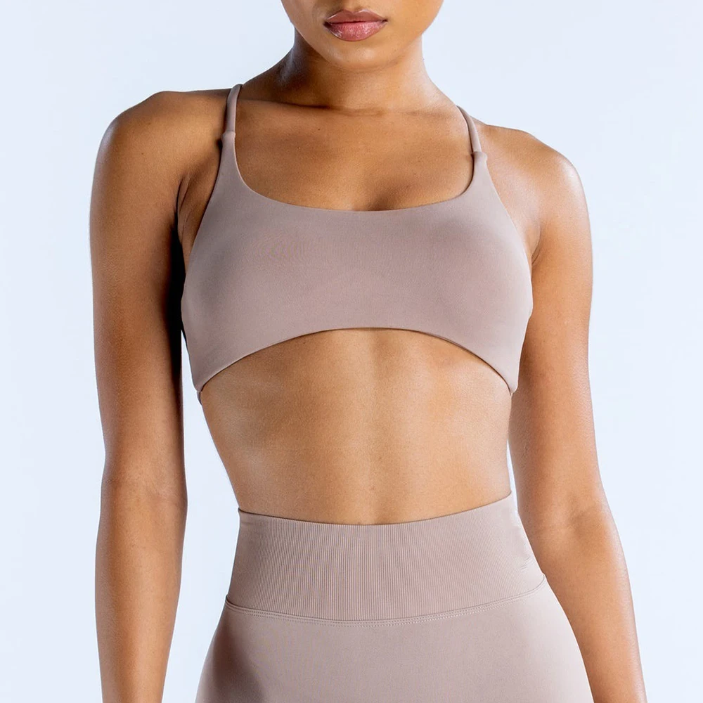 Open Back Sports Bra Women Padded Yoga Bra Stretchy Push Up Seamless Sports Bras Fitness Crop Top Medium Support Gym Top