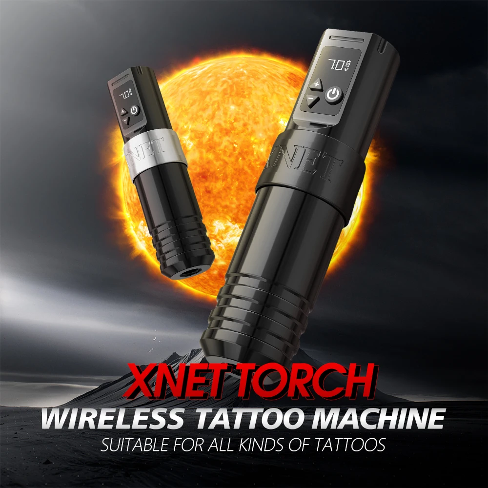 XNET Torch Wireless Tattoo Machine Rotary Battery Pen with Extra 36mm Grip Coreless Motor 4mm Stroke for Tattoo Artist Body tattoo supplies tattoo kit tattoo pen tattoo motor