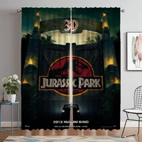 Jurassic Park Kitchen Curtains for Living Room Shades Anti-mosquito Curtains 2 Pieces Halloween Decoration Partition Curtain 1