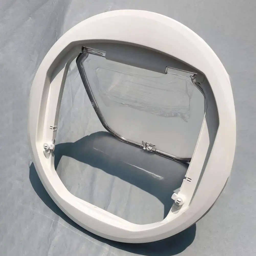 Pet Door Dog Round shape Moderate Door 4 Ways Lock Lockable Acrylic Metal Material White And Transparent Pet Products