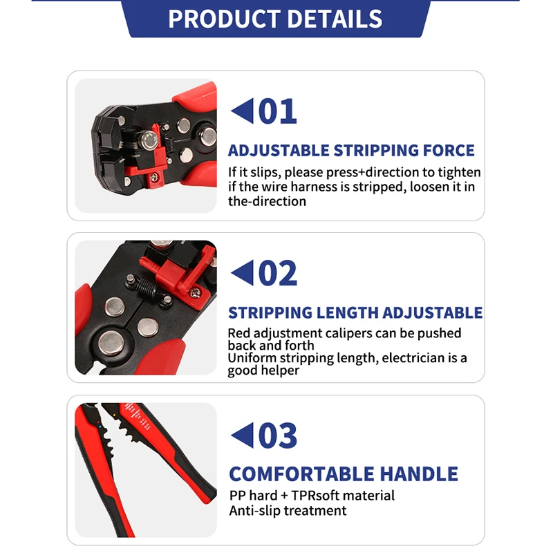 Crimper cable cutter adjustable automatic wire stripper multifunctional stripping crimping pliers terminal hand tool XIONGISOLAR