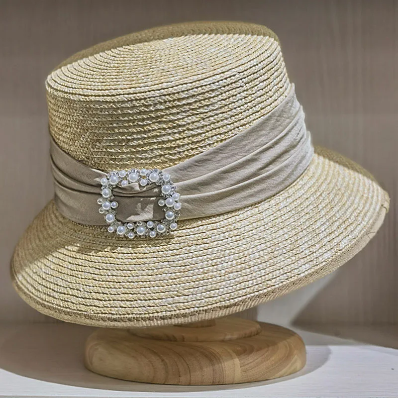 Ladies Sun Hats Ribbon Wide Brim Straw 