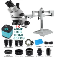 4K 2K HDMI USB Digital Microscope Camera 3.5X-90X Double Boom Zoom Simul Focal Trinocular Stereo Microscope  Phone Repair Tools 1