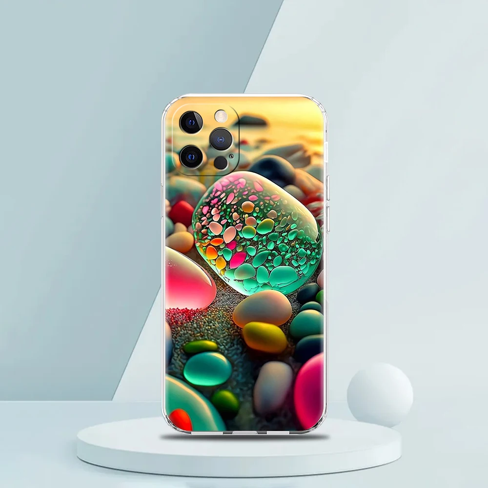 Elegant Transparent Stone-Patterned Phone Case - Soft Shell Cover