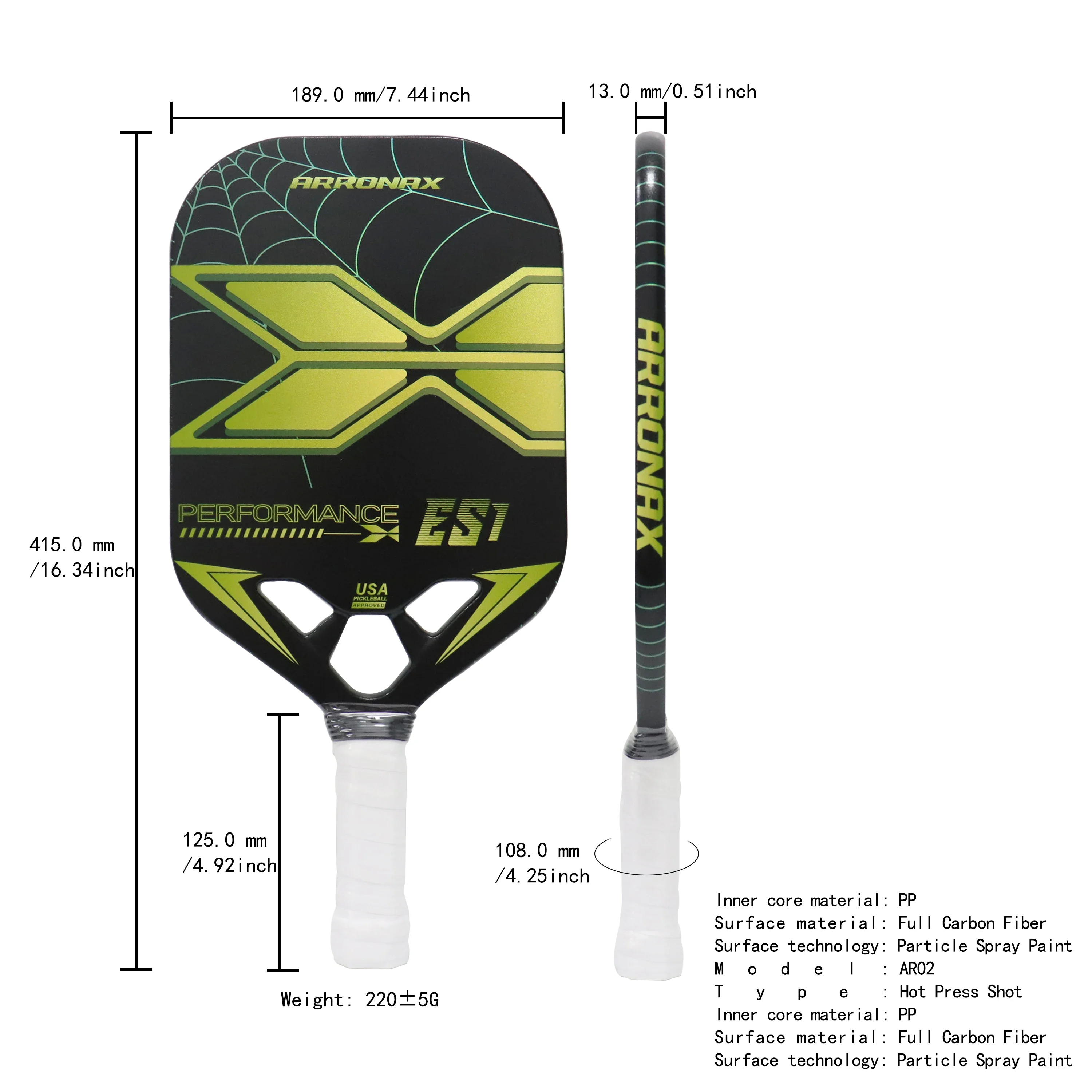 Carbon Fiber Pickleball Paddles for Men and Women, Professional Rackets, Racquet Cover Gift Kit, Indoor and Outdoor, 13mm