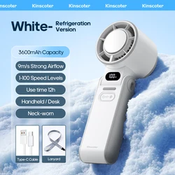 KINSCOTER Portable Turbo Fan with Adjustable Speeds and Lanyard (White ICE)