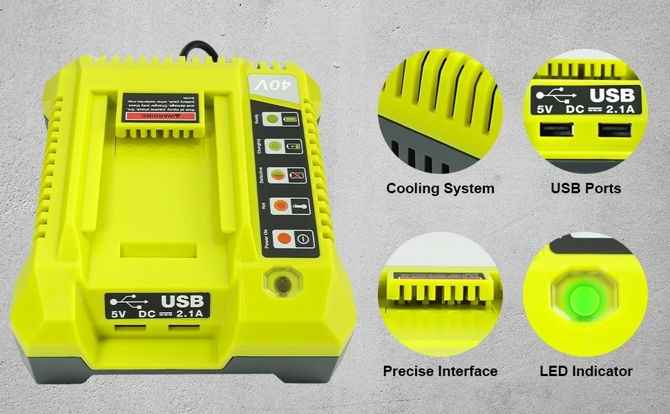 40V Charger for Ryobi Battery OP401 Lithium-ion Battery Charger Compatible With