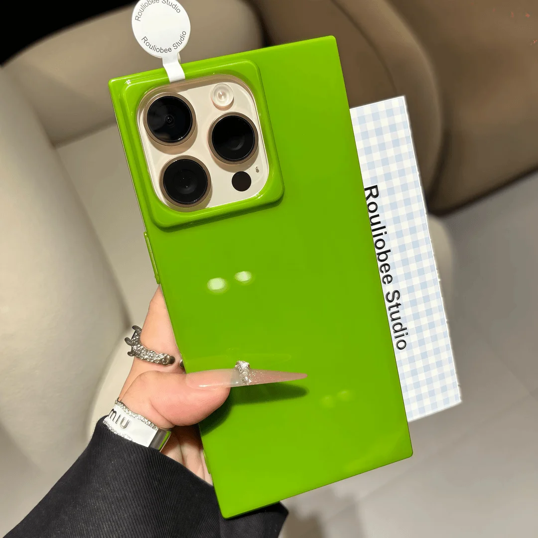 Luxury Soft Silicon Square Frame Neno Candy Color Shockproof Phone Case