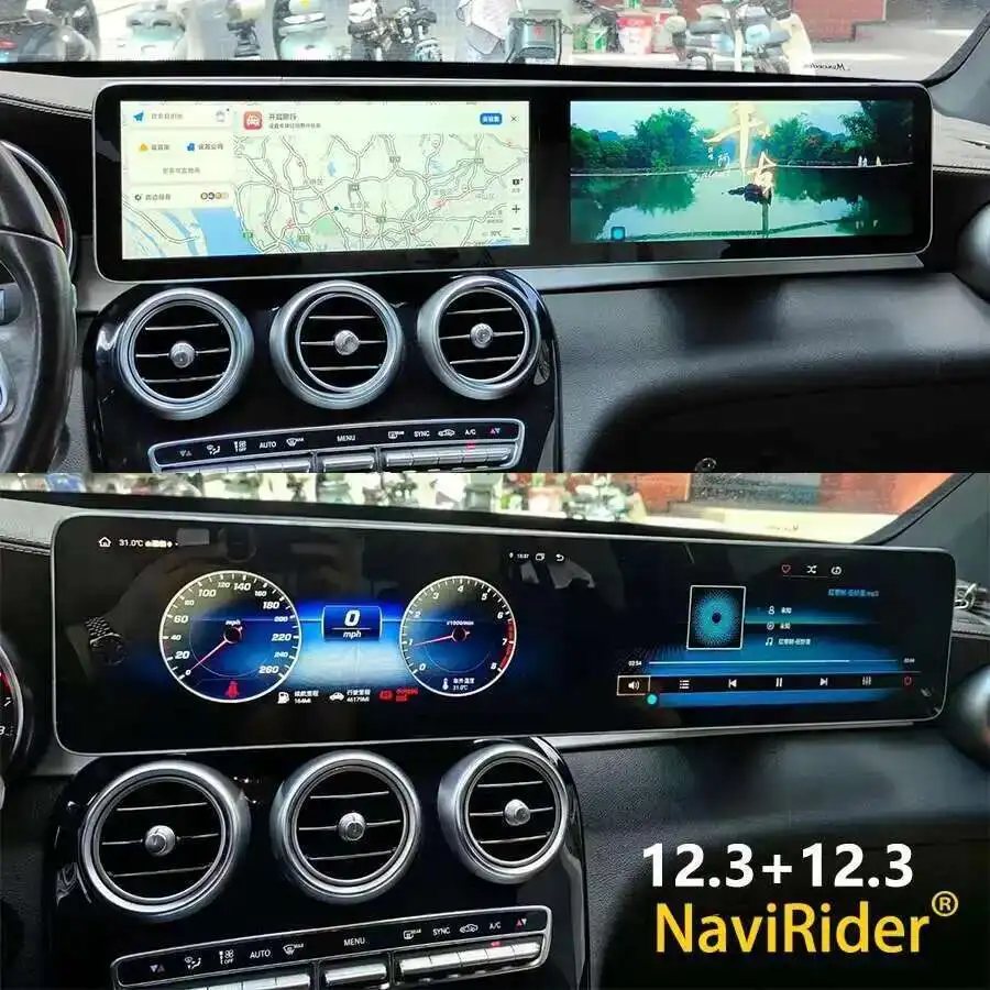 For Benz C GLC 2016-2022 Dual Touch Screen Stereo GPS Navigation Car Radio Carpl