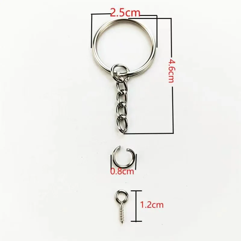 300Pcs Sliver Key Chain Rings Kit,100 key rings 2.5cm+100 split rings 0.8cm  +100 eyelets 1.2cm Bulk for Jewelry Findings Making