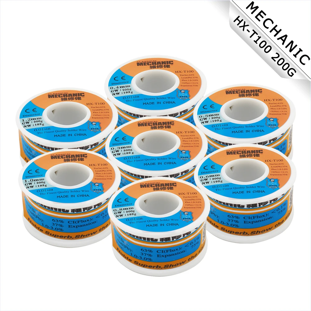 

Solder Wire MECHANIC HX-T100 200g 0.3 0.4 0.5 0.6 0.8 1.0 1.2mm High Purity Low Fusion Spot Welding BGA Welding Repair Tools