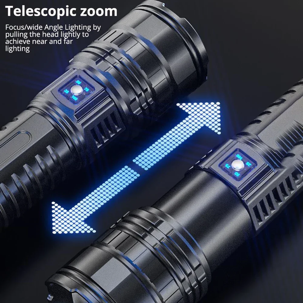 Description Picture 6 of item15000mah Built-in Battery 1000W Most Powerful Led Flashlights Tactical Flash Light Emergency Spotlights 4km Holiday Gifts