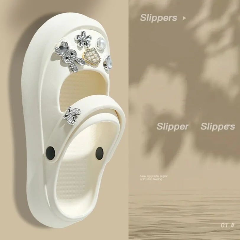 

Сандалии Мэри Джейн женские на толстой подошве, Нескользящие шлепанцы, пляжные шлепанцы для дома и улицы, плоская подошва, летние