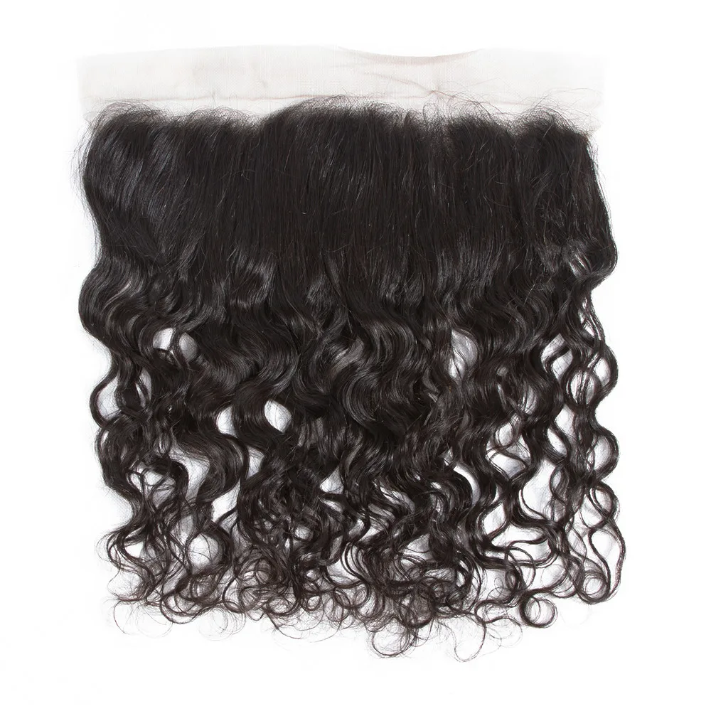 Water Wave Lace Frontal Human Hair 13x4 Lace Frontal Only 10"-22" Middle/Free/Three Part Human Hair With Natural Hairline