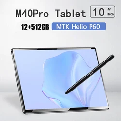 Tablette Android 10 de 10 pouces M40 Pro, avec 12 go de RAM, 512 go de ROM, MTK Helio P60, Dual 4G, 8800mAh, Wifi, GPS 