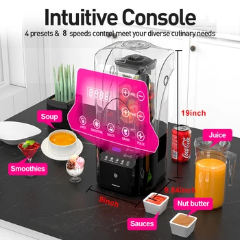 Commercial Quiet Shield Blender 2200W Professional Blenders 2.2L/ 74oz BPA-Free Pitcher for Ice Crushing, Shakes and Smoothies 5