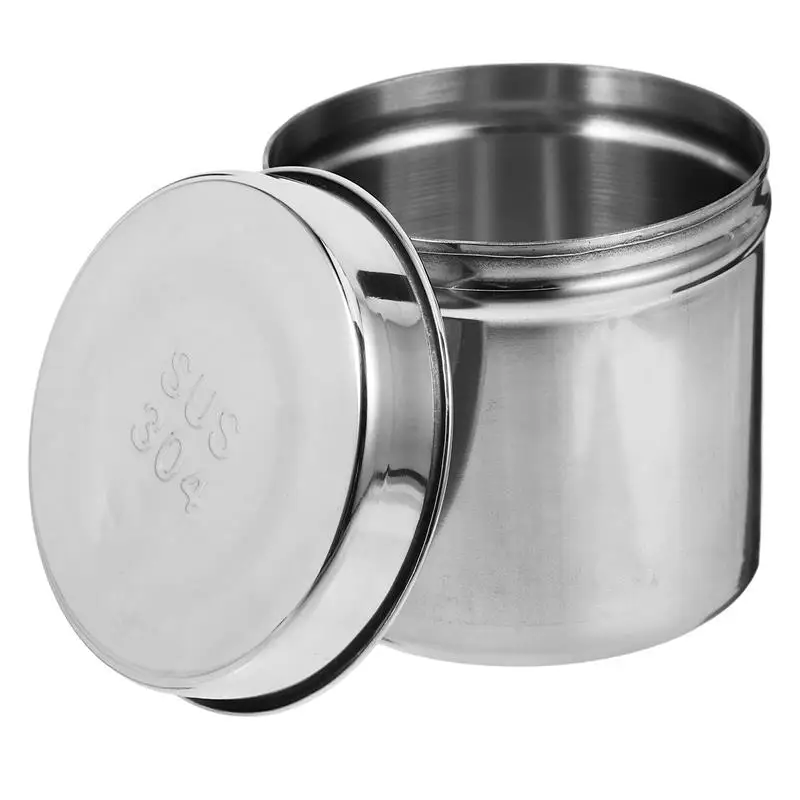 12cm Stainless Steel Cotton Can Barrel Laboratory Instruments Tools Storage Tank With Cover Round Box