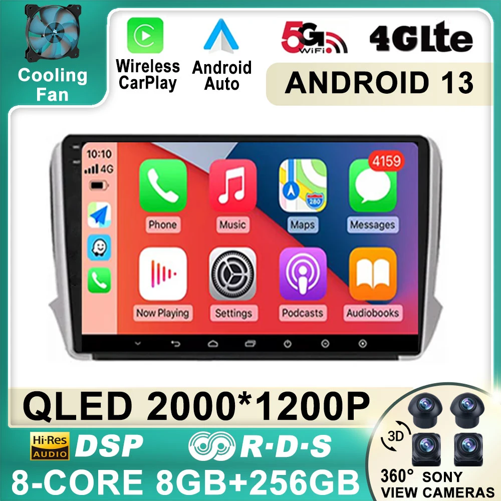 Android 13 Car Stereo Audio Per Peugeot 2008 208 Series 2012-2018 Multimedia Stereo Car Gps Player Navigazione Gps Radio Carplay