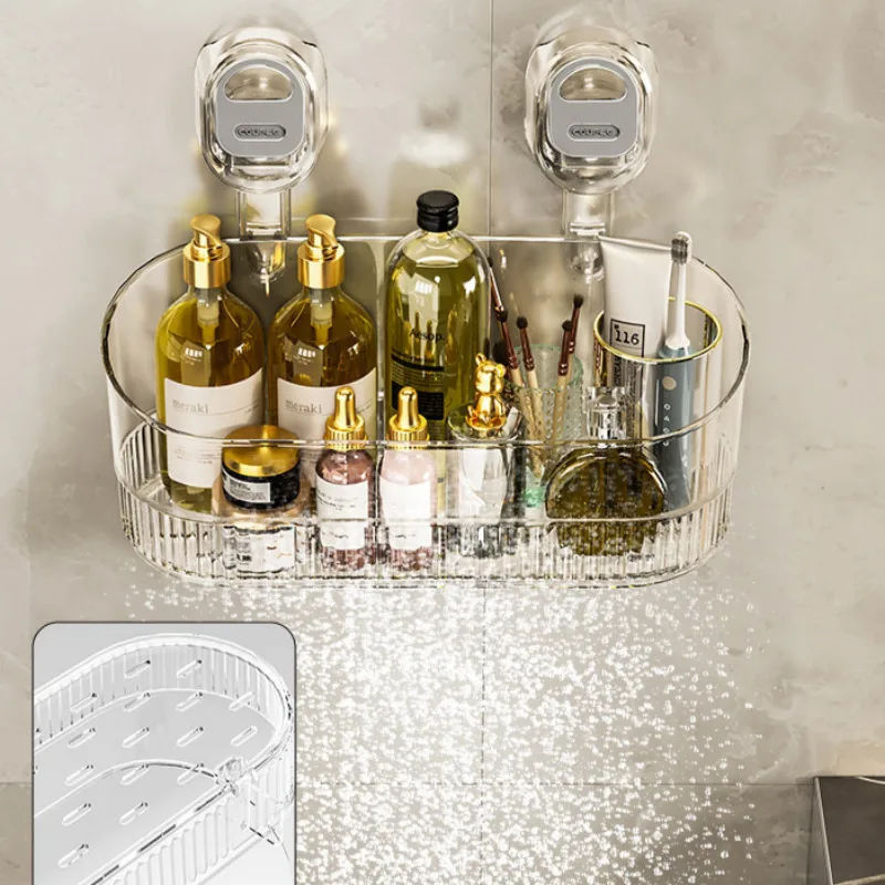 Bathroom Large Suction Cup Rack Shower Gel Hanging Basket in The Bathroom Wall-mounted Storage Rack Cosmetics Storage Box 4
