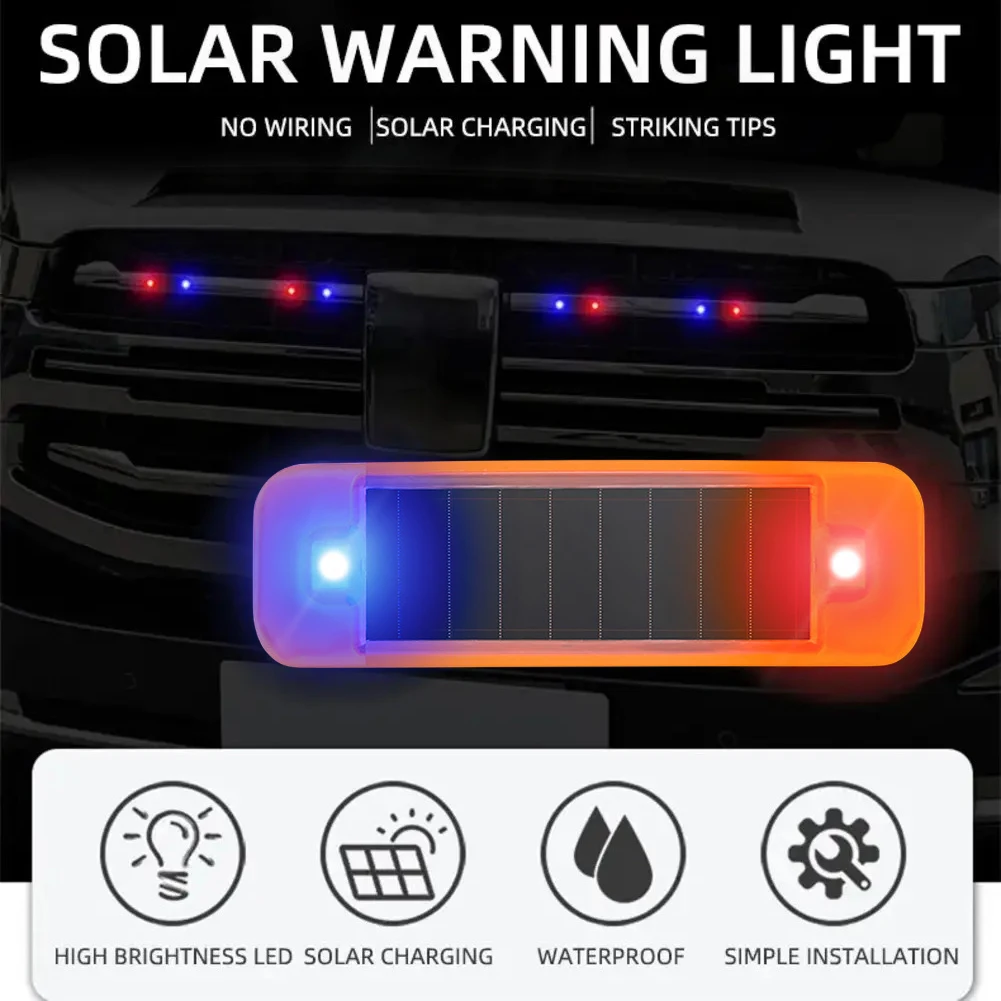 1-5PCS Car Warning Light for Bike Motorcycle Scooters Solar LED Warn Light Red-Blue LED Strobing Signal Solar Flashing Light