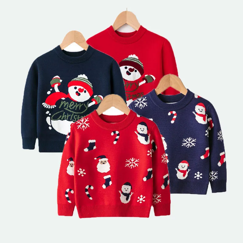 

Baby Xmas Warm Sweaters Autumn Winter Christmas New Kids Jumper Boys Girls Cartoon Knitting Top Toddler Casual Pullover 2-7Y