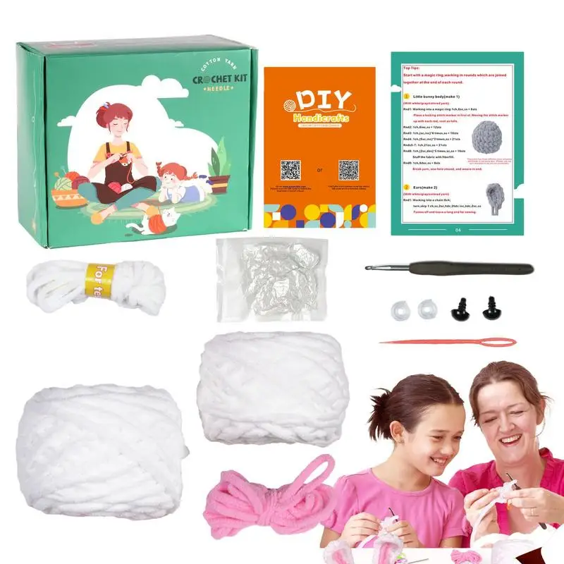 

Beginner Crochet Kit DIY Craft Supplies Crochet Rabbit Kit Cute Easy Crochet Rabbit Kit Exquisite For Keychains Home Decoration