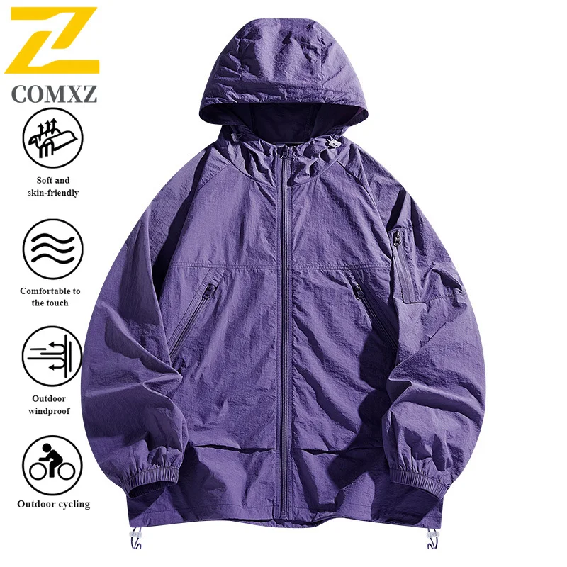 Men's Summer Ice Silk UV Protection Jacket UPF50+ Lightweight Outdoor Skin Coat Quick-Dry for Hiking Trekking Fishing Sports